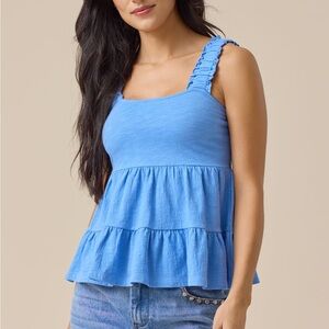 Altar’d State Shelby Tiered Babydoll Tank blue XXS